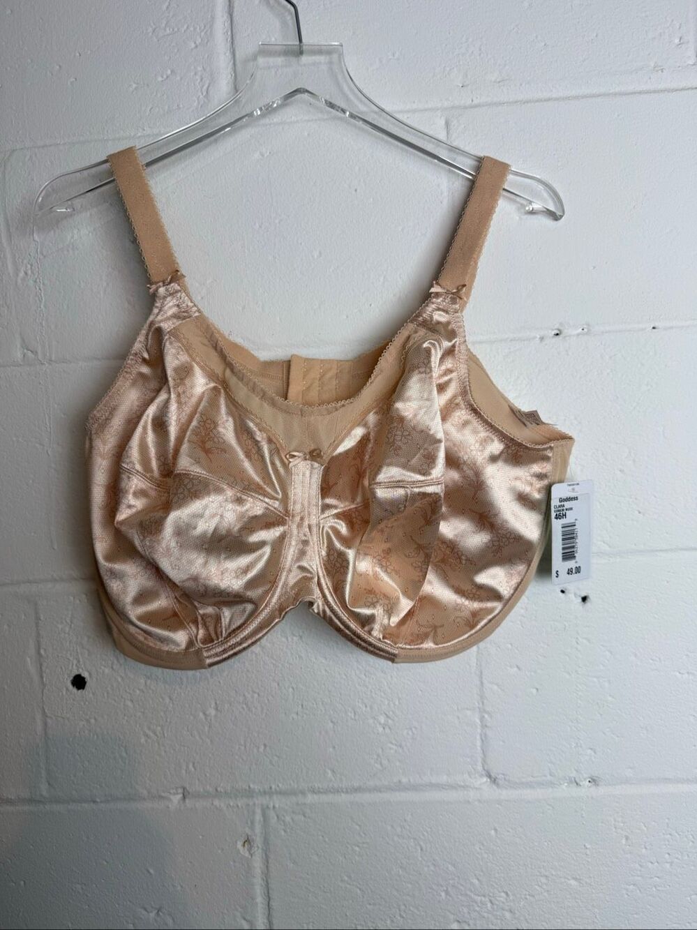 Goddess Women’s Clara GD6630 Bra 46H Nude Full Coverage Underwire NWT